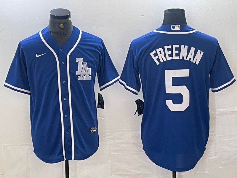 Men Los Angeles Dodgers 5 Freeman Blue Second generation joint name Nike 2024 MLB Jersey style 1